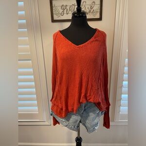 Free People - waffle knit tunic top burnt orange